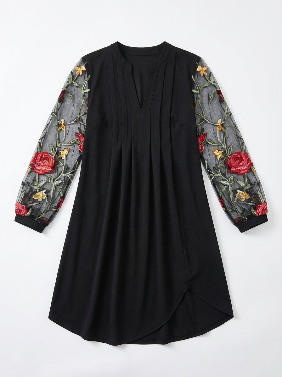 Natalia Sheer Sleeve Mini Dress - Flat Lay